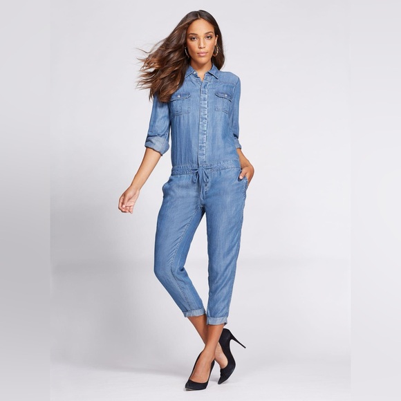 New York & Company Pants - Gabrielle Union X New York & Company Blue Denim Jumpsuit